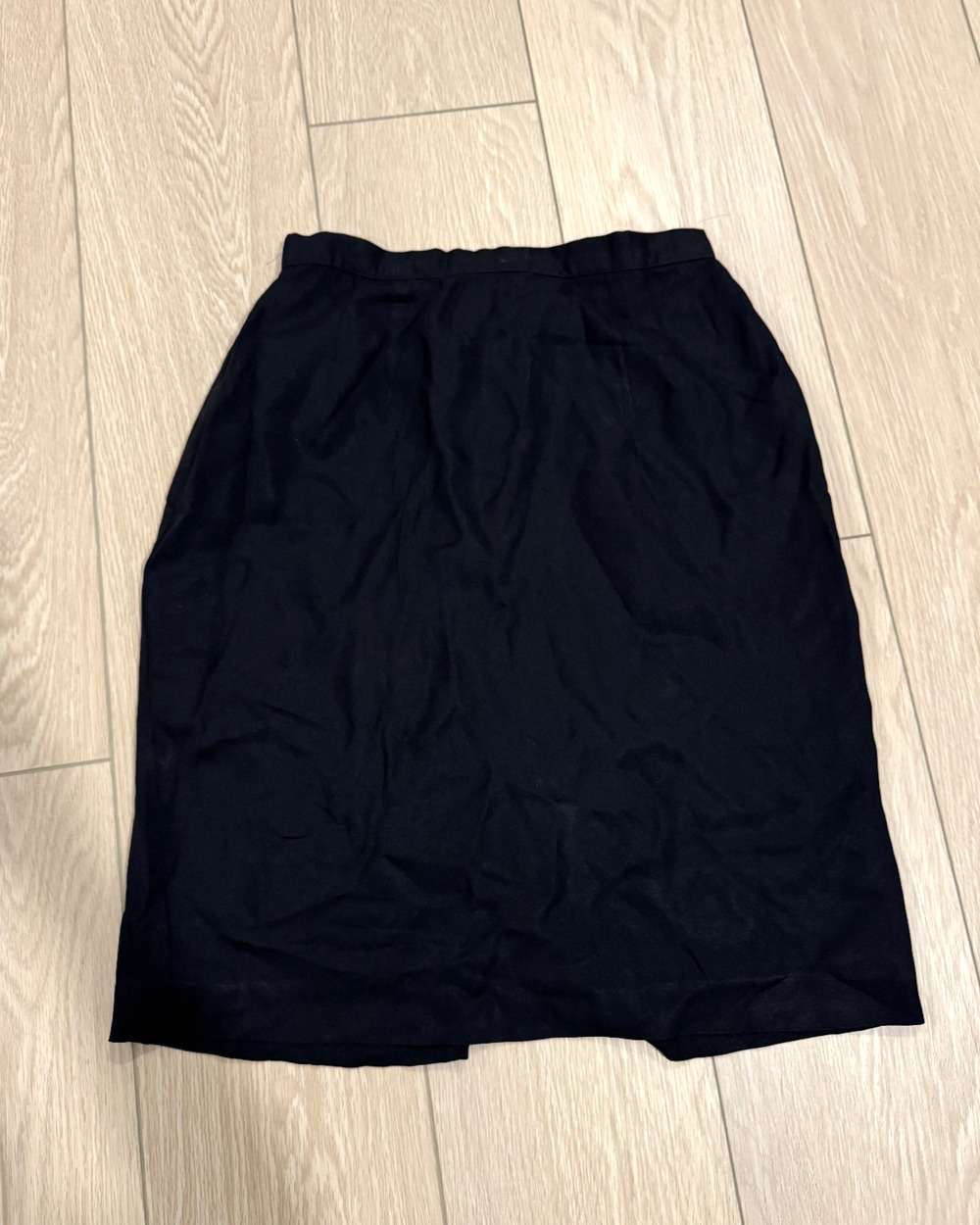 Vintage Isaac Hazan Womens 8 Black Taffeta Satin Short Skirt With Slit Zipper